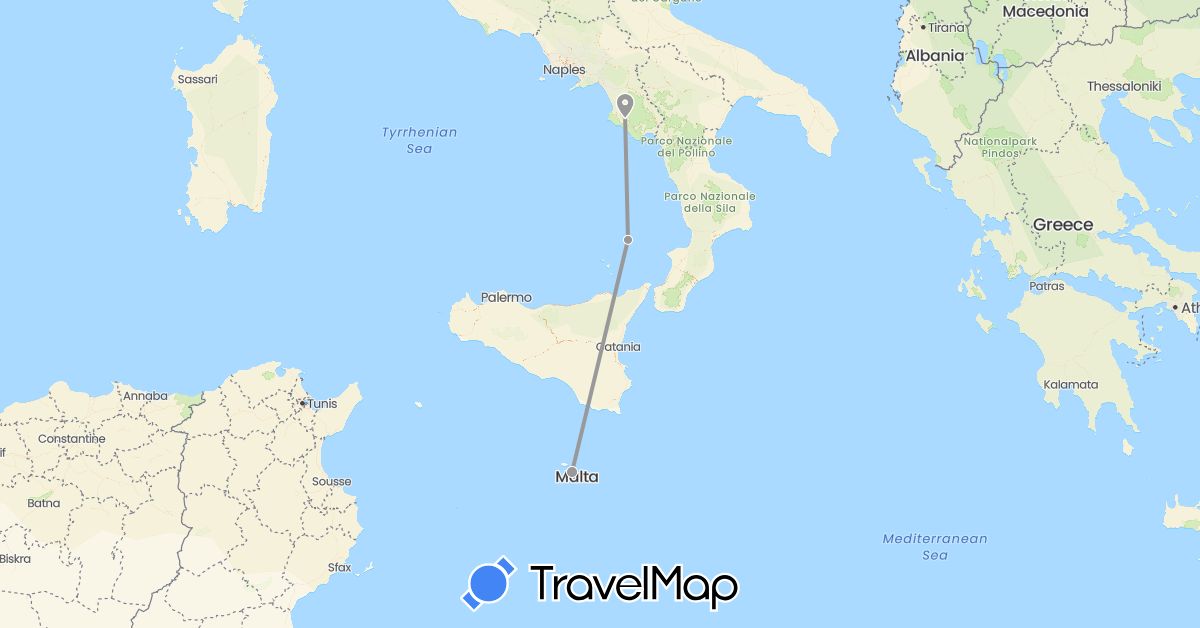 TravelMap itinerary: plane in Italy, Malta (Europe)